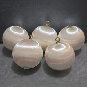 5 Piece White Satin Balls Christmas Ornaments